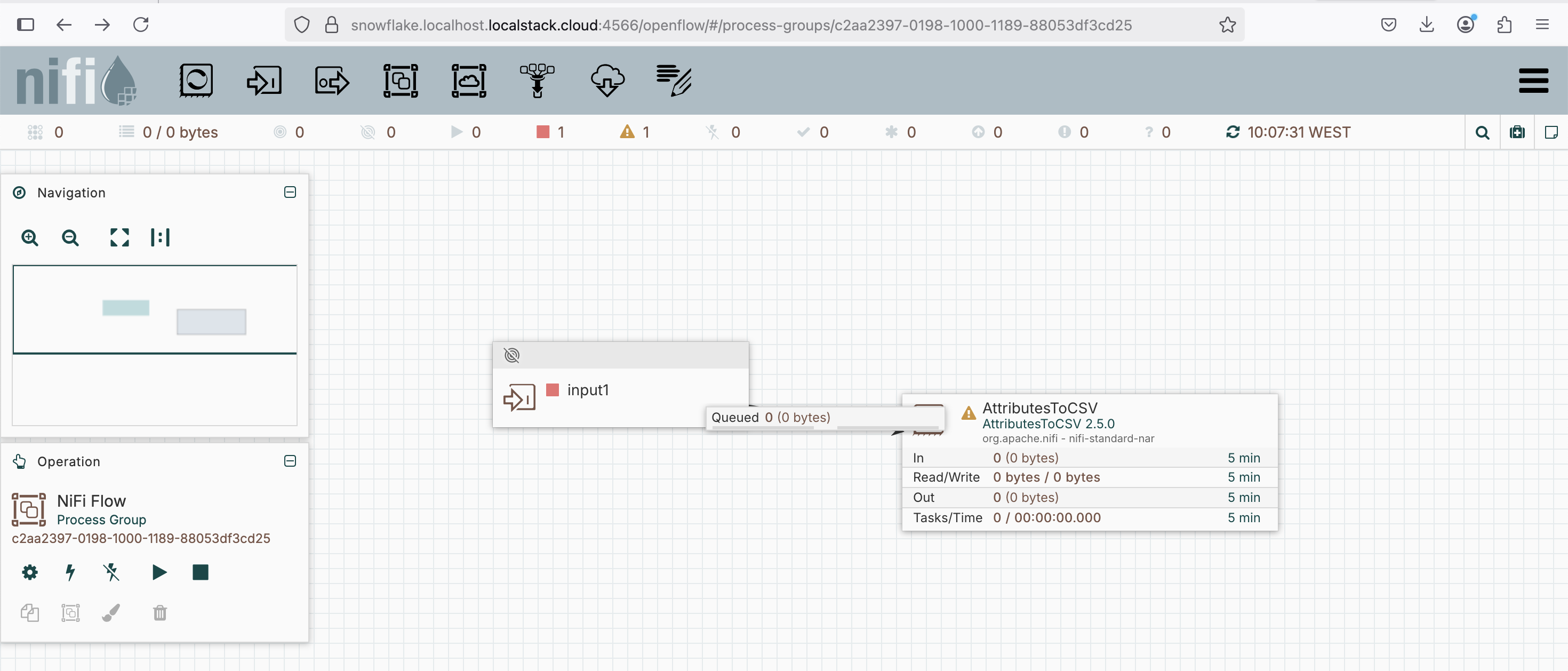 Openflow running locally via Apache NiFi
